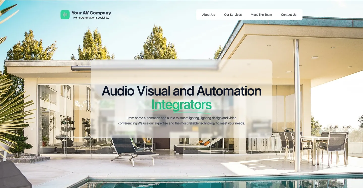 AV integrator homepage built in Specifi WebBuilder