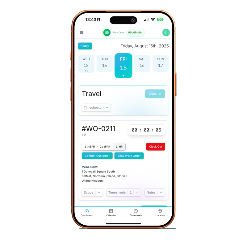 Screenshot of Specifi Mobile App Time Management