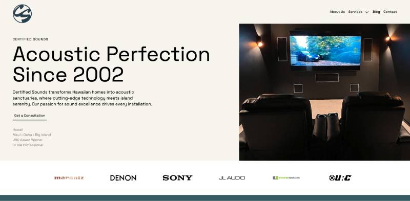 Screenshot of custom branded Specifi website