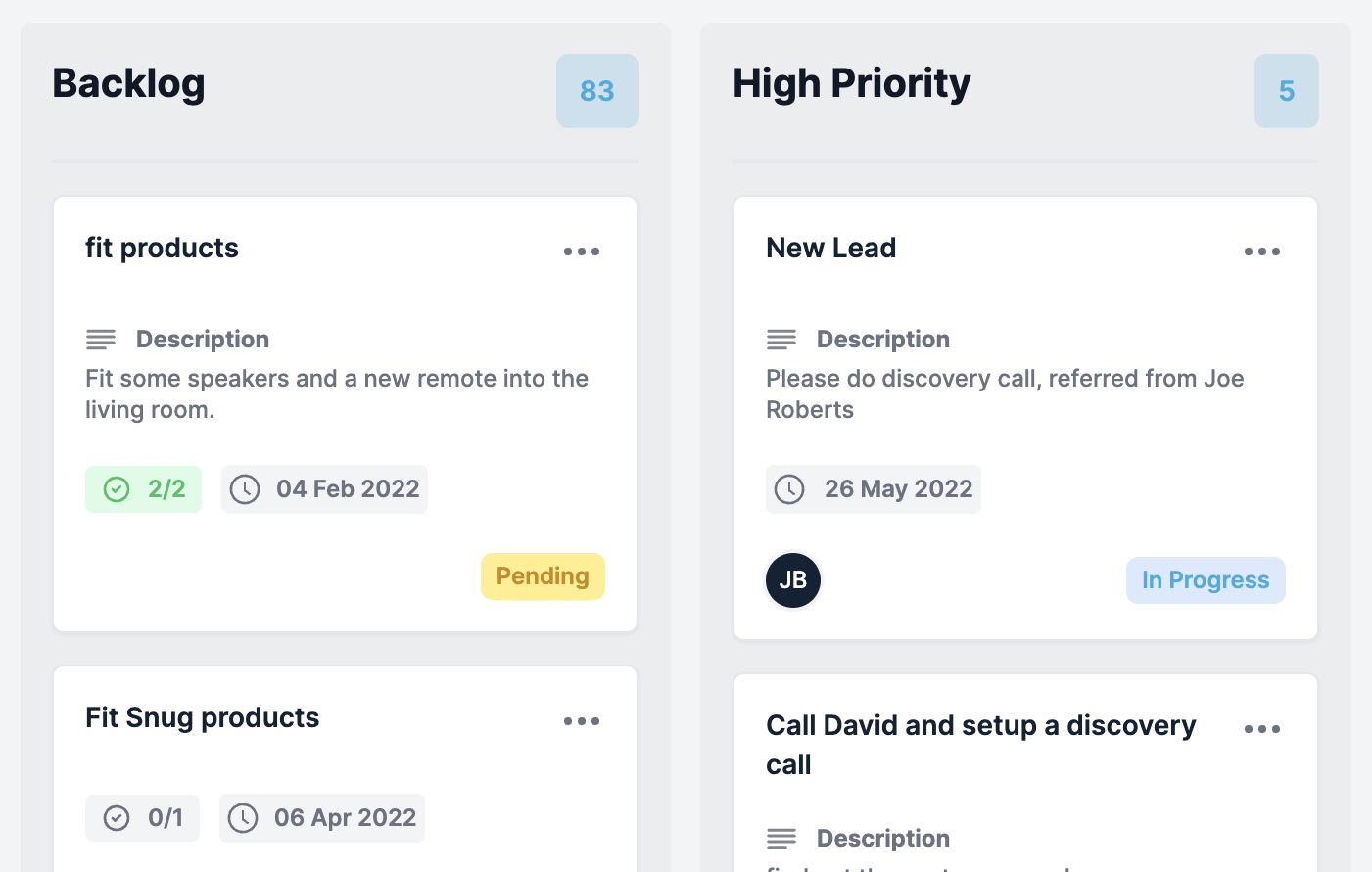 Screenshot of Specifi CRM Opportunities