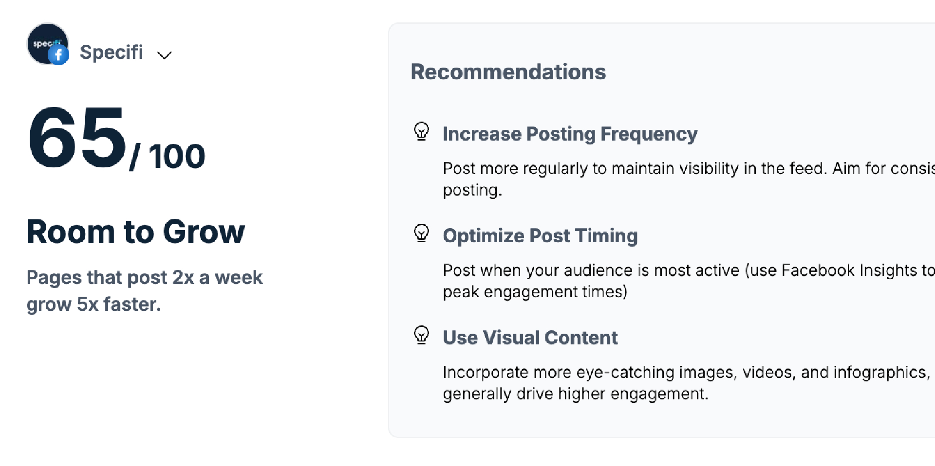 Screenshot of Specifi Echo consistent posting schedule