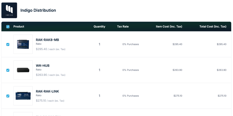 Screenshot of Specifi clear supplier information