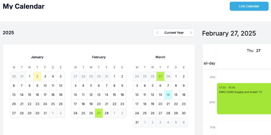 Screenshot of Specifi resource calendar