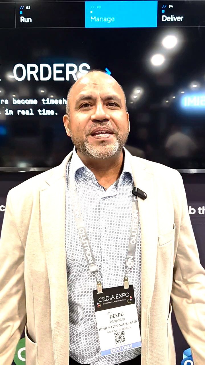 Deepu Panjwani of Music N Echo at the Specifi stand, CEDIA 2026