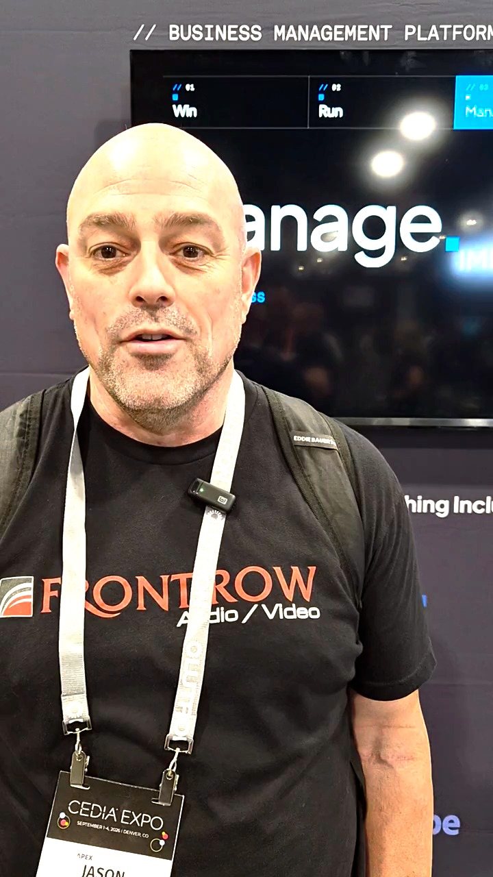 Jason Griffith of Front Row Audio Video at the Specifi stand, CEDIA 2026