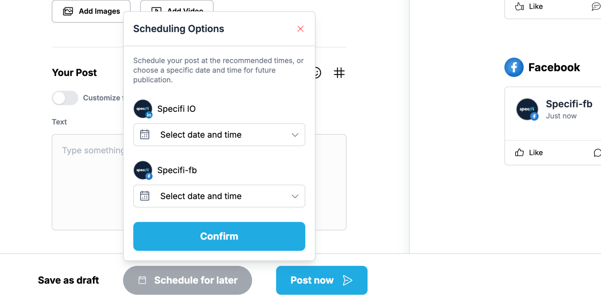 Specifi Echo content calendar