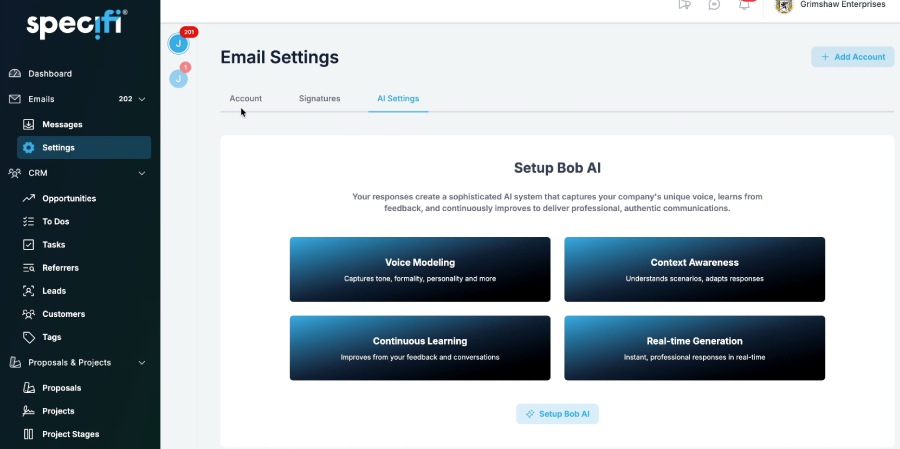 Specifi Bob the AI email assistant drafting a reply with approval-gate flow